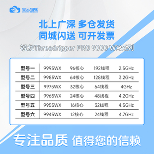 AMD线程撕裂者 9995WX/9985WX/9975WX/9965WX/9955WX 全新盒装CPU