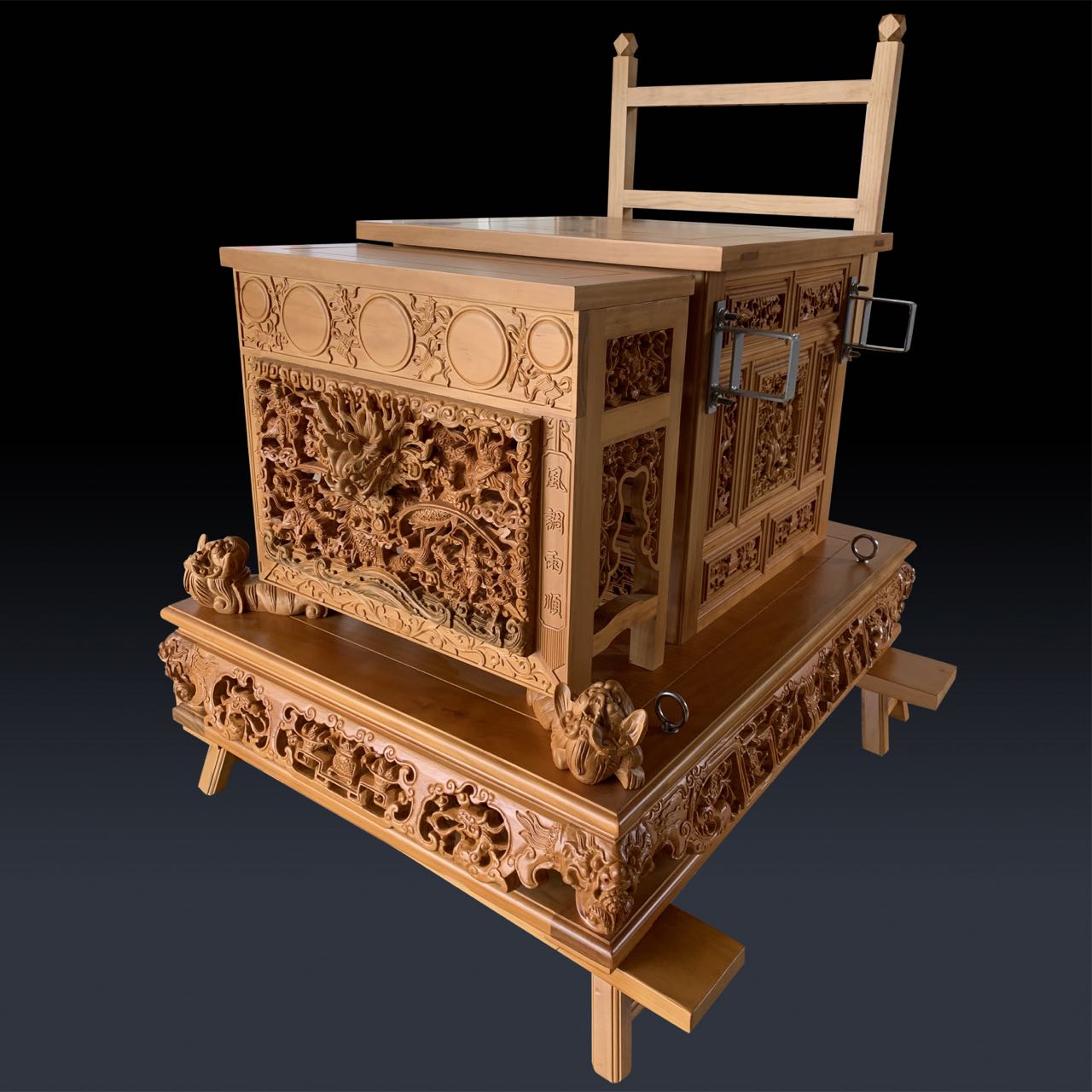 神明轿子木制木雕工艺品神轿文轿佛轿实木雕刻神像迎神轿定制武轿