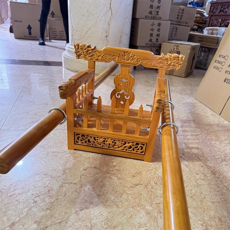 请椅神轿双人轿请神轿迎神辇轿实木卯榫工艺双龙椅神像2人台宝座