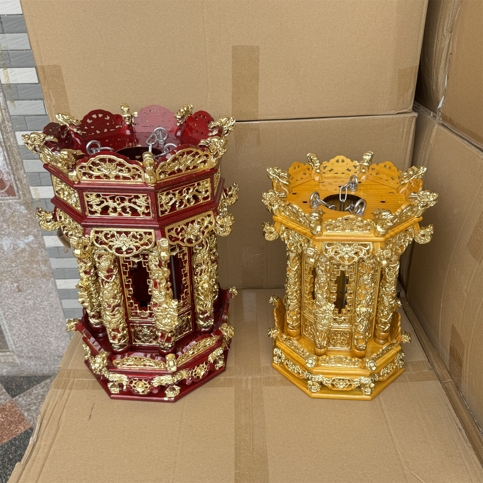 木雕宫灯天灯中式仿古天公灯宫廷风古典雅实木灯笼天宫灯龙柱雕刻