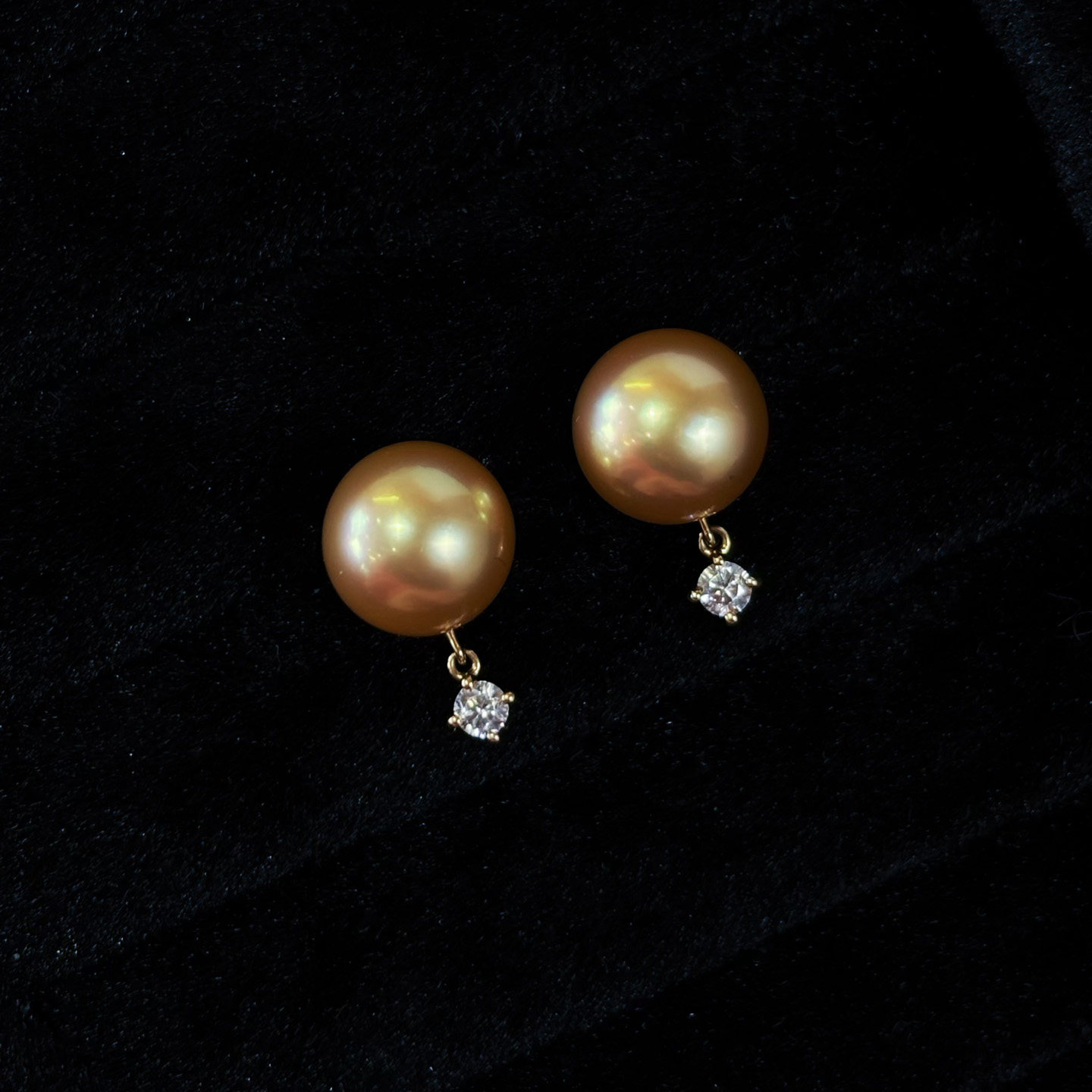 【浅小屋】18K厚金莫桑钻天然正圆浓金海水南洋金珍珠耳钉耳坠女,珠宝/钻石/翡翠,耳饰,淘宝优惠券,粉丝福利购,淘宝优惠卷