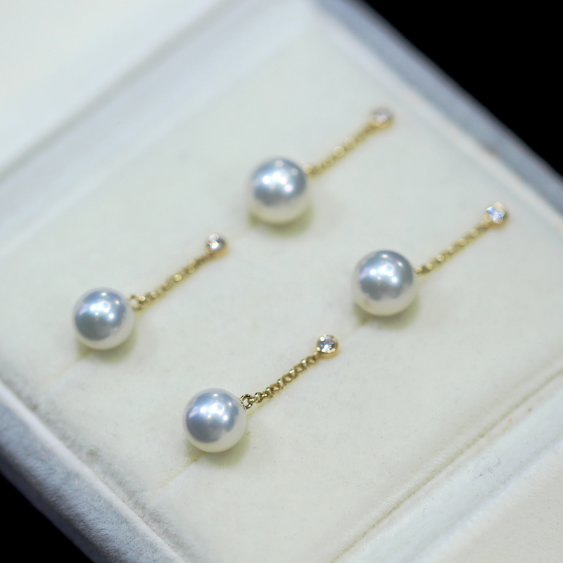 18K金短款淡水珍珠耳钉耳坠