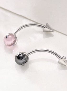 G23钛合金/钛钢琉璃球弯杆眉钉内牙内螺纹rook钉耳骨钉尖锥恶魔钉