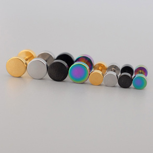 钛钢双面哑铃圆形耳钉耳屏钉潮男耳环单只耳饰 0.8杆细针耳骨钉