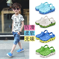 Детские модные тапочки в стиле Crocs, нескользящие мюли для мальчиков, мужские тапочки, пляжная пляжная обувь, удобная обувь, мягкая подошва, подходят для подростков, семейный стиль