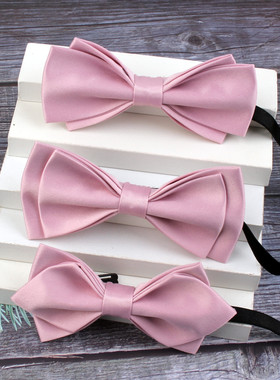 男女士樱花粉领结商务正装平角尖角蝴蝶结结婚新郎伴郎煲呔