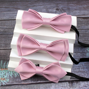 男女士樱花粉领结商务正装平角尖角蝴蝶结结婚新郎伴郎煲呔