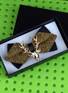 金丝领结尖角镶鹿头韩版时尚英伦青年领结主持娱乐演出佩戴蝴蝶结