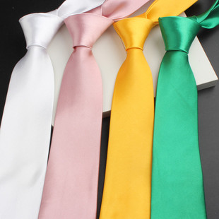 男女士领带纯白金黄光面手打8CM宽正装商务百搭休闲娱乐衬衣领呔