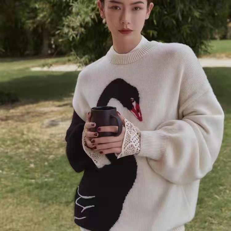 秋冬毛衣宽松慵懒羊毛针织打底衫