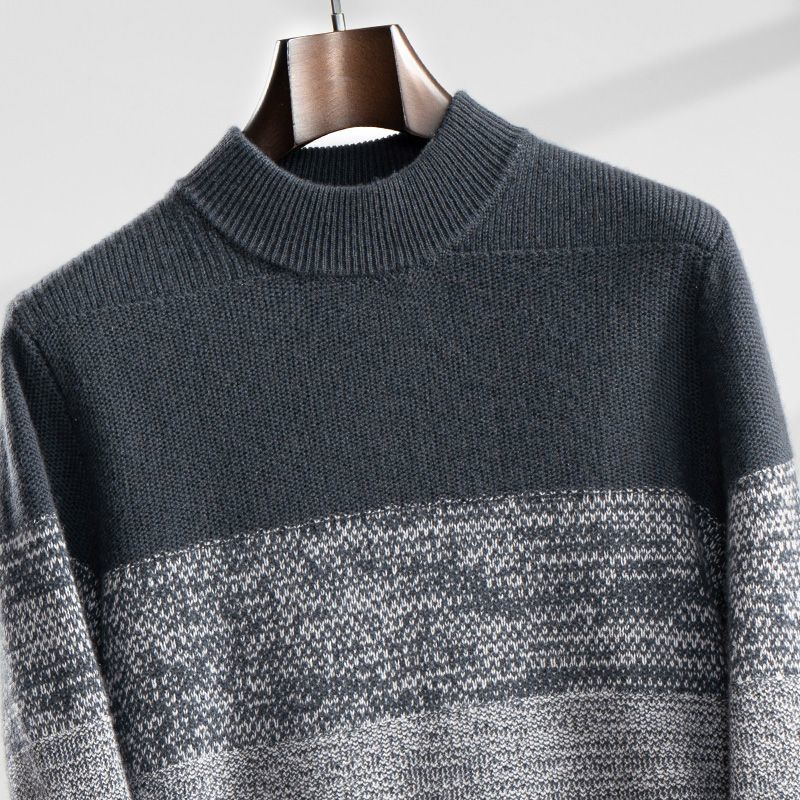 羊绒衫毛衣秋冬新款圆领加厚高领男士羊毛衫保暖打底针织衫休闲