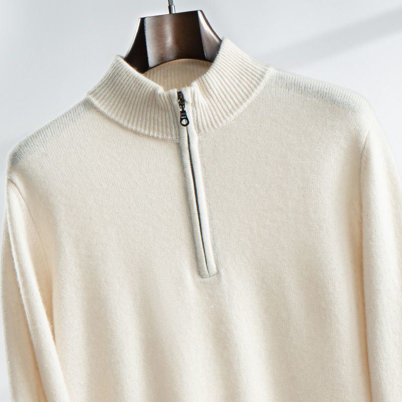 羊绒衫秋冬拉链加厚毛衣羊毛衫男士保暖半高领时尚休闲针织衫打底