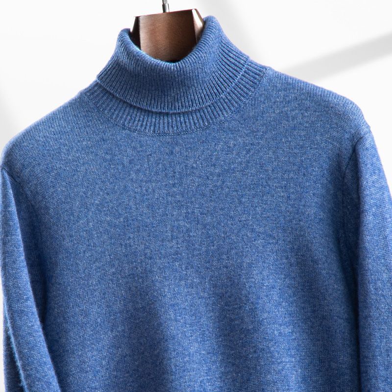 羊绒衫男士加厚针织衫针织纯色翻领秋冬百搭套头宽松毛衣保暖打底