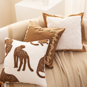 美拉德风抱枕沙发客厅羊羔绒绣花靠背垫轻奢兔毛刷花腰靠枕不含芯