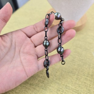 猪鼻子款天然海水大溪地珍珠手链（点位9.5-9.6很炫 亏清）