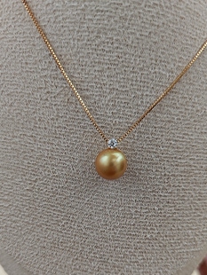 超美 天然海水南洋金珠珍珠吊坠（18K茶金近无暇10.2带证不含链）