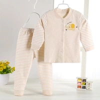 Bộ đồ lót cho bé sơ sinh 0-1-2 tuổi 6 tháng mùa xuân và mùa thu cardigan màu cotton quần áo mùa thu nam và nữ bé - Quần áo lót áo cho bé gái