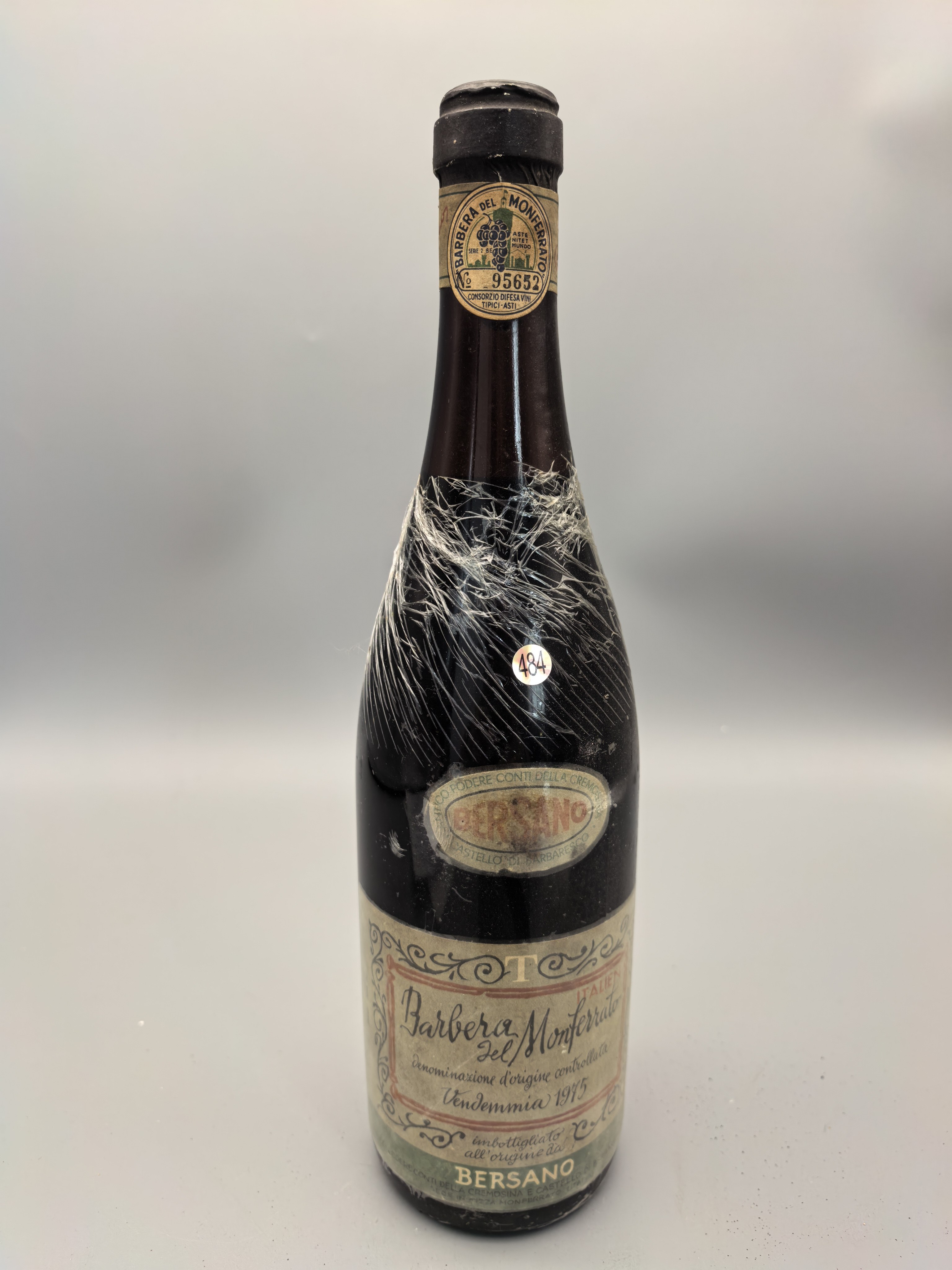 1975年意大利皮埃蒙特蒙费拉托贝尔萨诺酒庄巴贝拉干红葡萄酒484