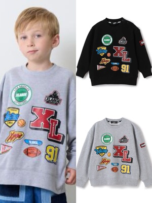 日本高端潮牌xlarge秋季新款全男童全棉毛圈刺绣长袖T恤卫衣现货