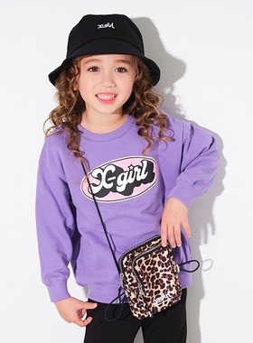 日本高端代G潮牌xgirl全棉厚毛圈字母印花套头卫衣女童装