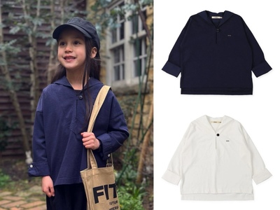 原D小众贵牌fith款全棉水手长袖T恤男女同款亲子装学院风海军领