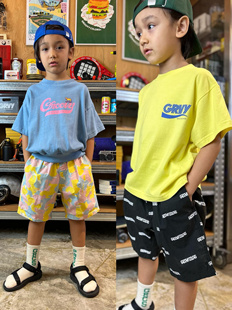 日本 Groovy colors 迷彩涂鸦满印五分短裤男女童装中性款Fith