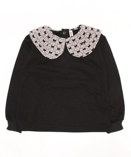 日本小众贵牌nino翻领毛圈全棉卫衣女童秋冬新款