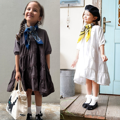 出口日本Fith全棉不规则裙摆连衣裙亲子款