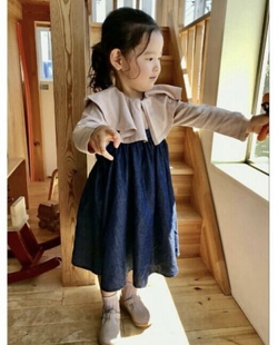 日本小众fith贵牌全棉翻领长袖T恤新款女童装