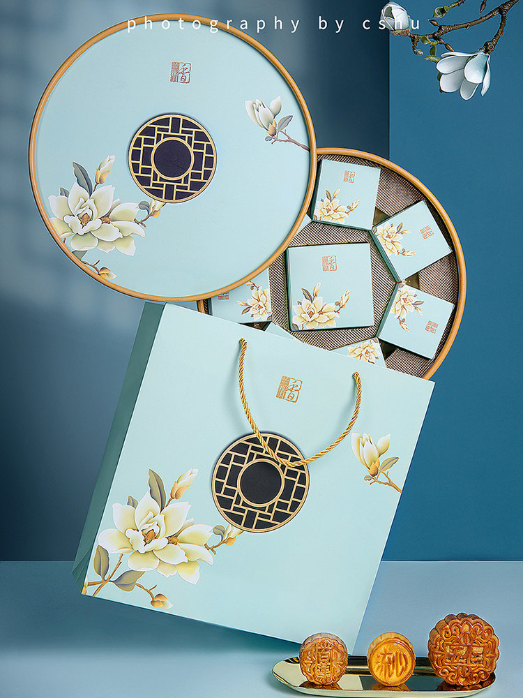 圆形中秋礼盒月饼盒高档七星伴月包装空盒子2025礼品盒包装盒定制