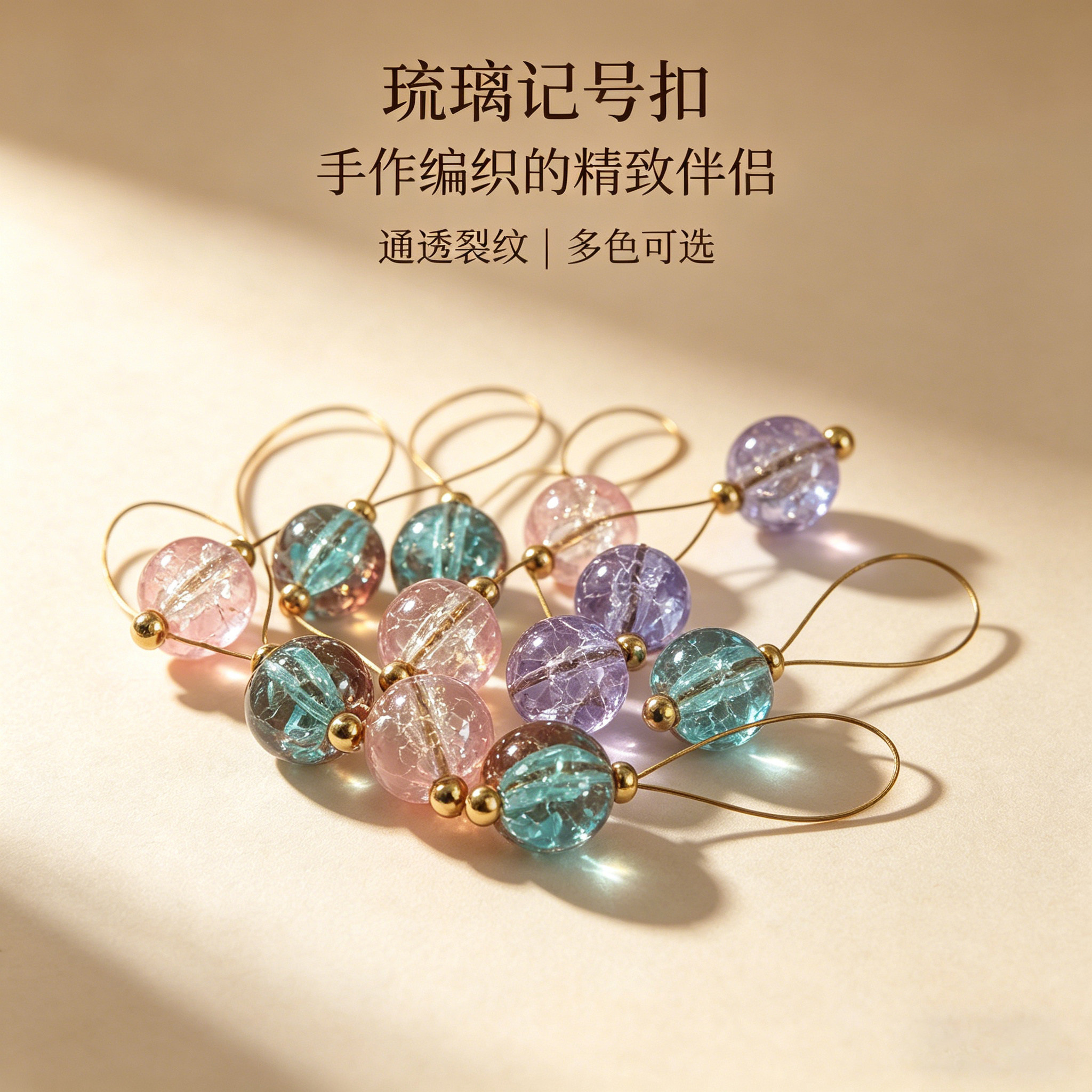 唯美琉璃珠记号圈手工织毛衣做标记棒针毛线编织计数工具记号扣图片