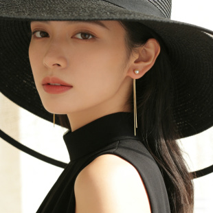 超仙气质天然珍珠包金长款耳环纯银耳饰高级感耳线流苏蚊香盘耳夹