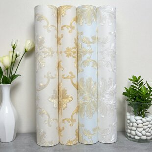 轻奢3D加厚浮雕欧式 无纺布墙纸 大马士革壁纸客厅卧室别墅背景墙