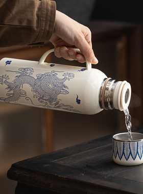 龙凤呈祥壶传家热水壶316不锈钢焖茶壶户外焖泡老白茶智能显温佛