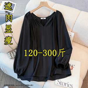 胖mm300斤特大码法式别致衬衫女秋季2025新款200遮肉显瘦长袖上衣