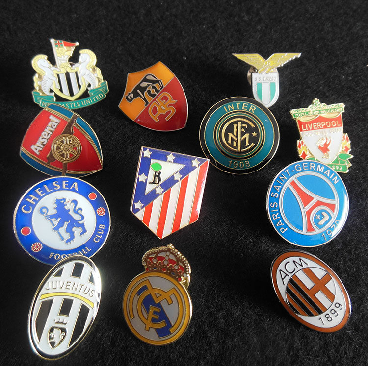 足球队徽章 利物切尔西巴黎皇马尤文阿森纳ac米兰国米纪念胸针