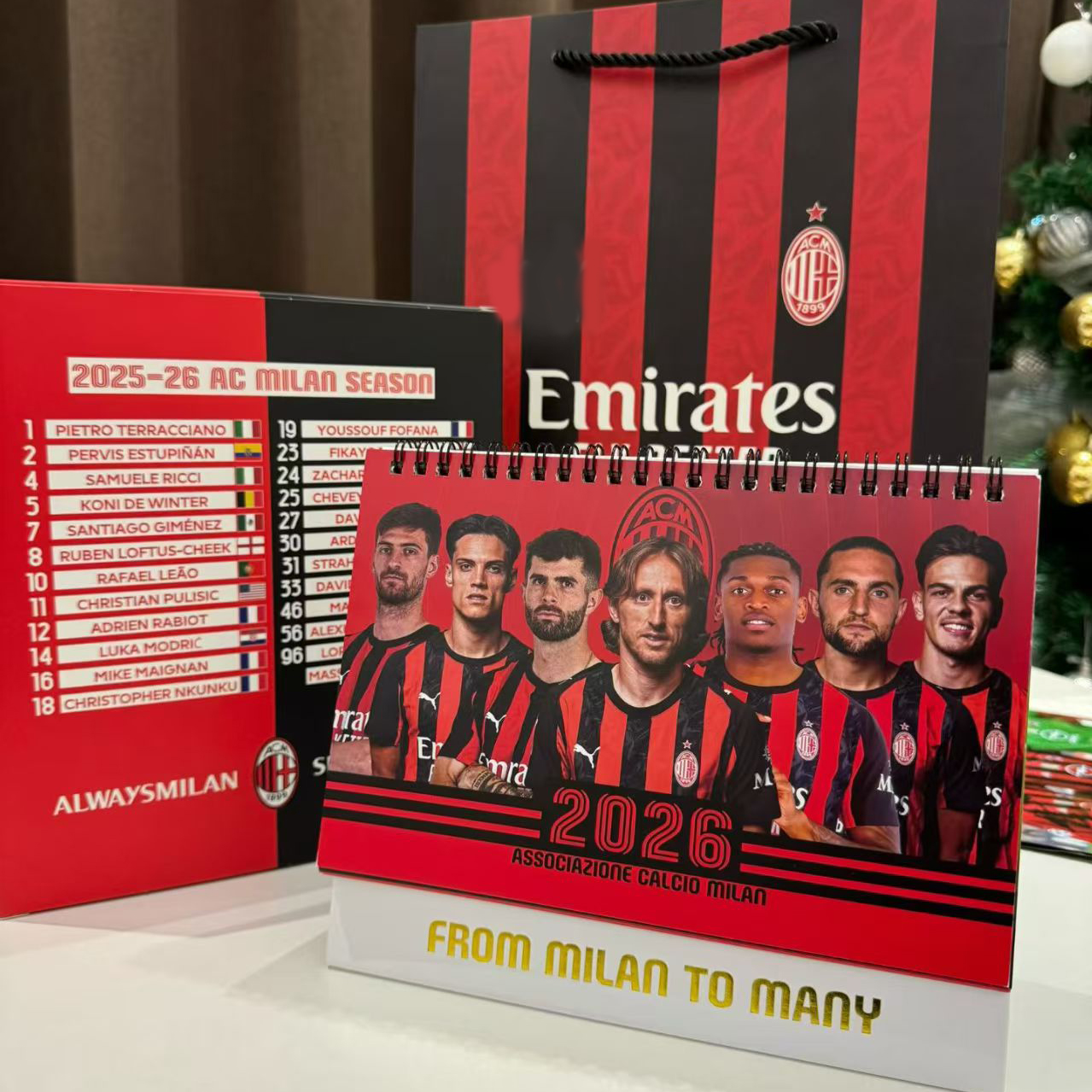 2026年AC米兰赛程台历球员莫德里奇日历办公家用桌摆新年礼品