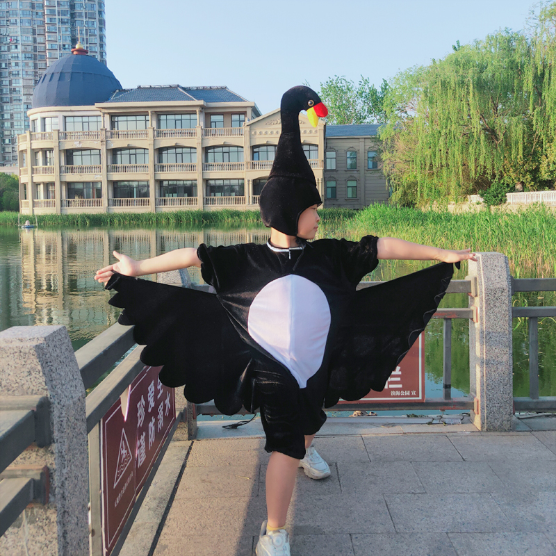 儿童动物表演服白小天鹅演出服装