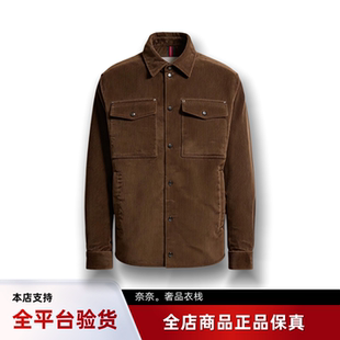 代购蒙口Ambroisie灯芯绒衬衫式商务风羽绒服鹅绒男款夹克外套