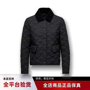 代购蒙口Citno塔夫绸领菱形格合身短款羽绒服女款夹克外套