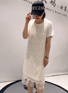 31019女权贵族夏款新品流苏背心网裙搭配短袖休闲裙两件套加大码
