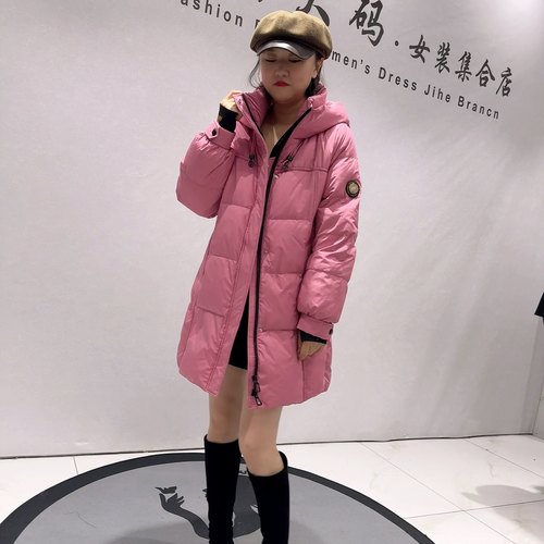 9809芮娜依莲冬款新品双拉链防风袖黑金90白鸭绒羽绒服加大码女装