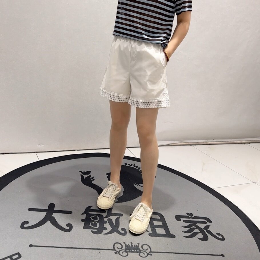 3708女权贵族初夏新品松紧腰纯棉布简约百搭休闲短裤加大码女裤