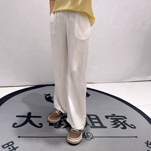 加大码 5609 1芮娜依莲初夏新品 松紧腰天丝亚麻面料简约休闲裤 女裤