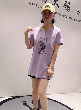 3570女权贵族初夏新品潮牌卡通图案一手长减龄T恤衫加大码女装