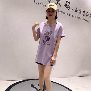 3570女权初夏新品潮牌卡通图案一手长减龄T恤衫加大码女装