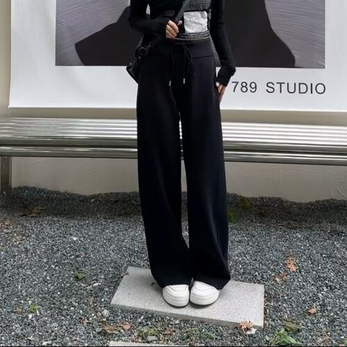 76页80702秋款新品腰头抽绳设计舒适显瘦百搭休闲裤加大码女裤