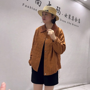 9575芮娜依莲初冬新品针织领褶皱面料百搭二棉服外套加大码女装