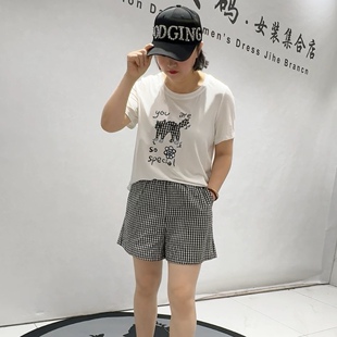加大码 3888女权贵族初夏新品 带弹力猫咪图案时尚 减龄T恤衫 女装