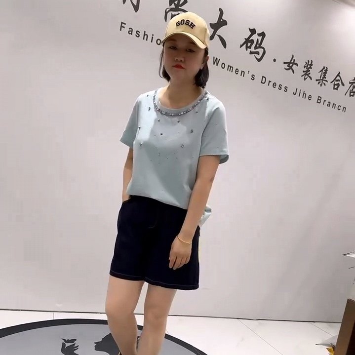 6063芮娜依莲夏款重工韩国打孔洋气百搭遮肉显瘦衫加肥加大码女,女装/女士精品,大码内搭,淘宝优惠券,粉丝福利购,淘宝优惠卷